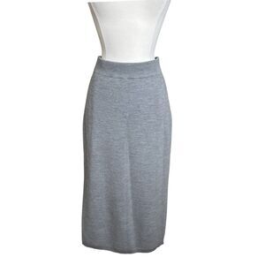 J Crew Skirt Size Small Gray Merino Wool Faux Wrap Sweater Midi Pull On Preppy